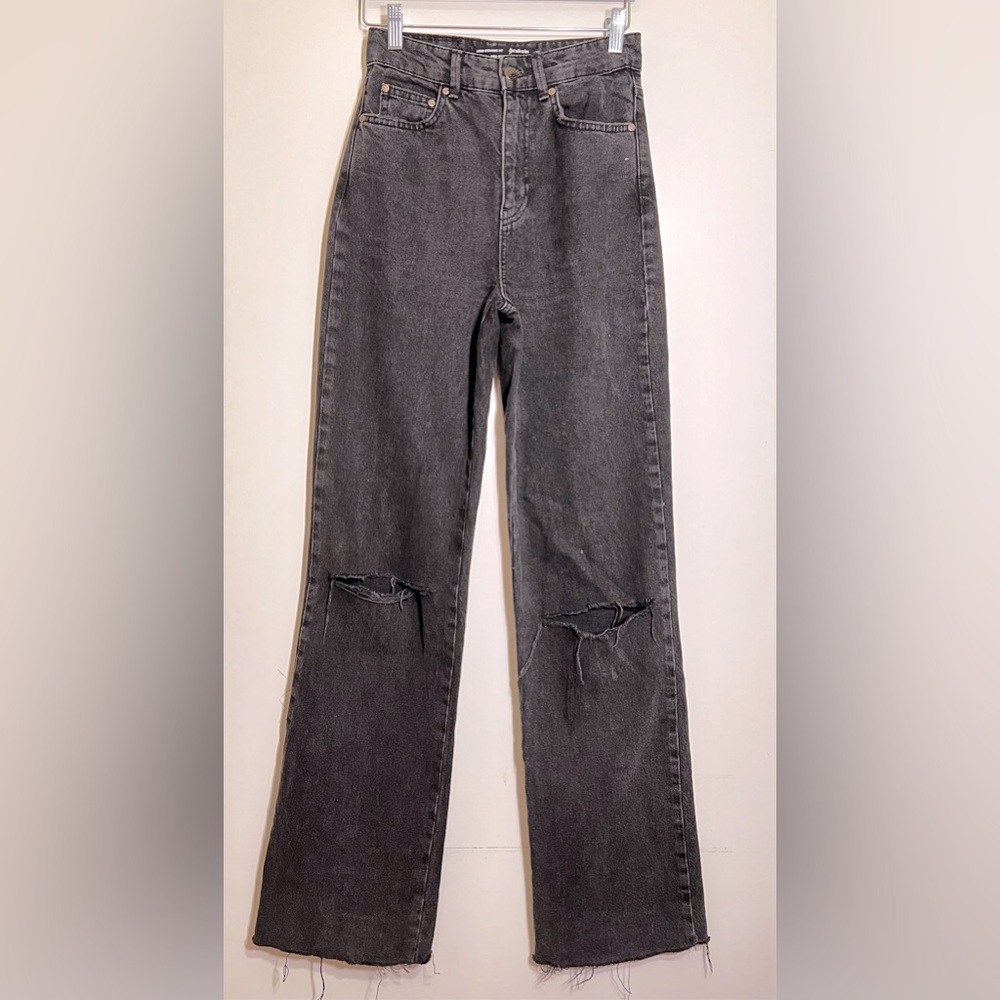 Stradivarius Long Straight Fit Distressed Jeans